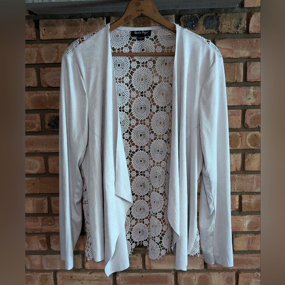 Charlie Paige White Open-Front Cardigan